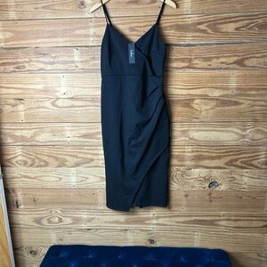 Lulu's Black Spaghetti-Strap Midi Sheath Dress